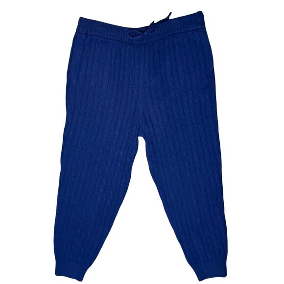 Polo Ralph Lauren Womens Cable Knit Cashmere/Wool Blend Joggers Navy Blue L NWT - Picture 2 of 7